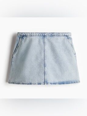 H&M Light Blue Denim A-Line Mini Skirt